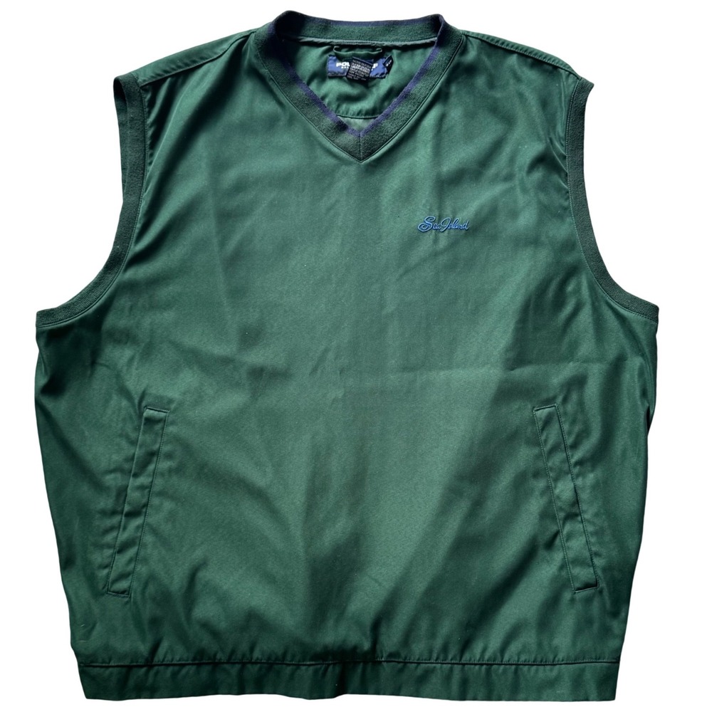 Polo Golf Ralph Lauren Mens XL Green Sea Island V-Neck Wind Vest Pullover
